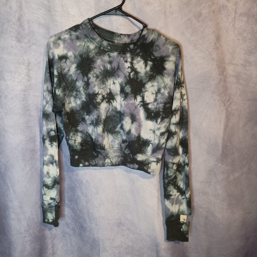 RSQ Purple Tie Dye Cropped Crewneck Sweatshirt